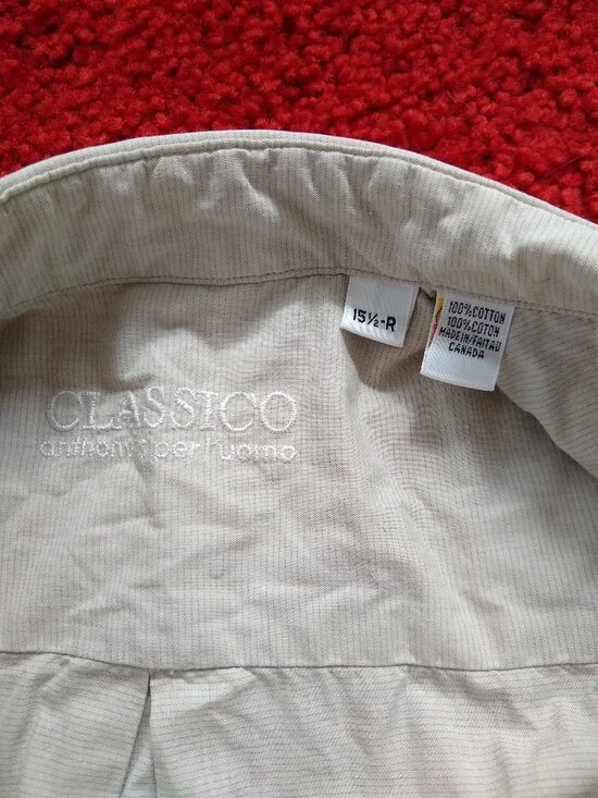 vintage 90s Classico by Anthonys tan pinstripe shirt - Picture 3 of 7